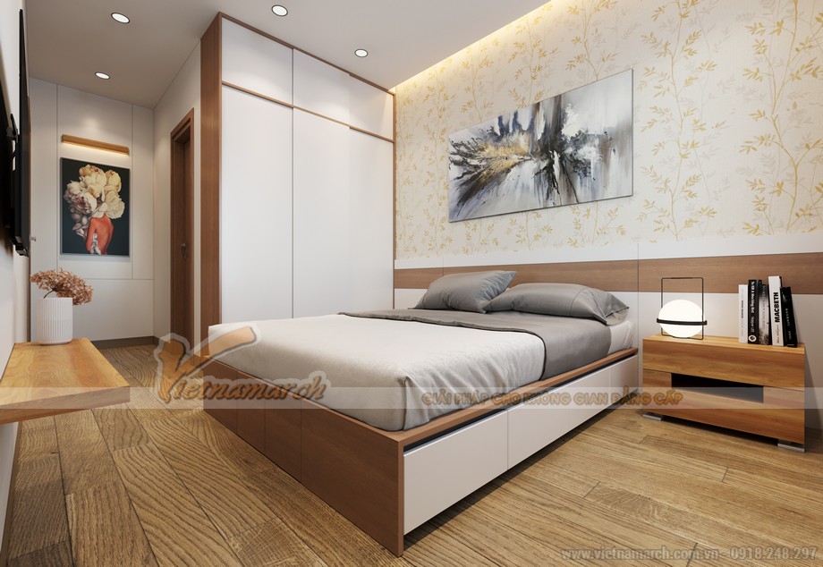 Thiết kế căn hộ 84m2 mang phong cách hiện đại, sang trọng > Thiết kế nội thất phòng ngủ