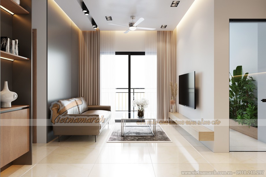 Thiết kế nội thất phòng khách chung cư Anland Premium 
