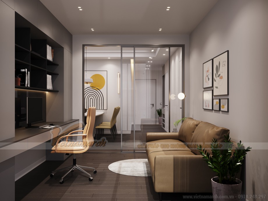 Thiết kế nội thất chung cư 2 phòng ngủ theo phong cách hiện đại > Thiết kế nội thất phòng làm việc cho căn hộ chung cư theo phong cách hiện đại