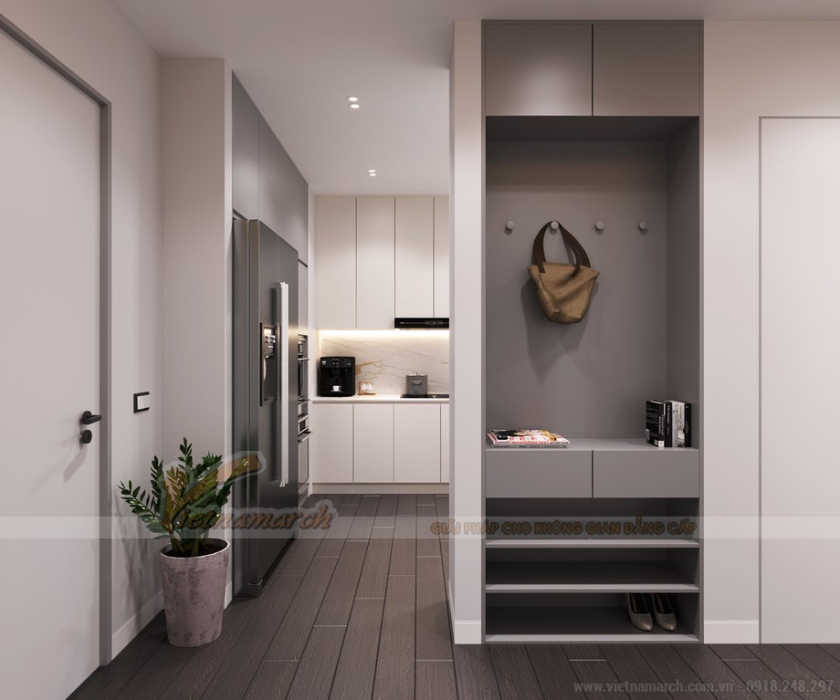 Thiết kế nội thất chung cư 2 phòng ngủ theo phong cách hiện đại > Thiết kế nội thất phòng bếp cho căn hộ chung cư theo phong cách hiện đại