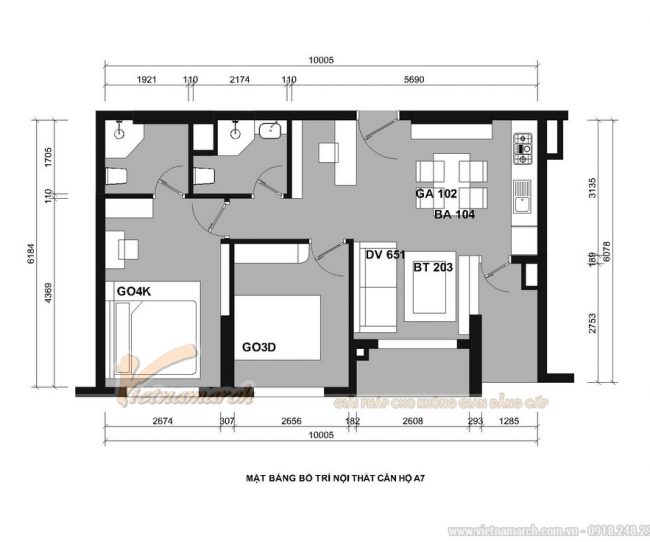 Thiết kế nội thất chung cư Anland Premium 68m2
