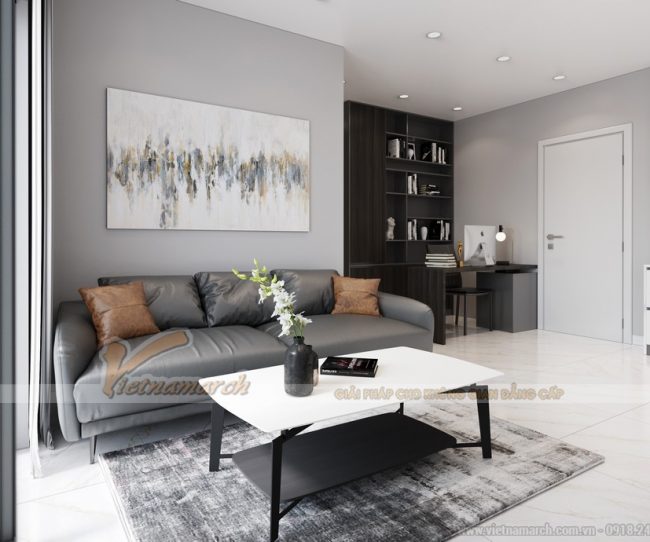 Thiết kế không gian phòng khách căn hộ chung cư Anland Premium 68m2
