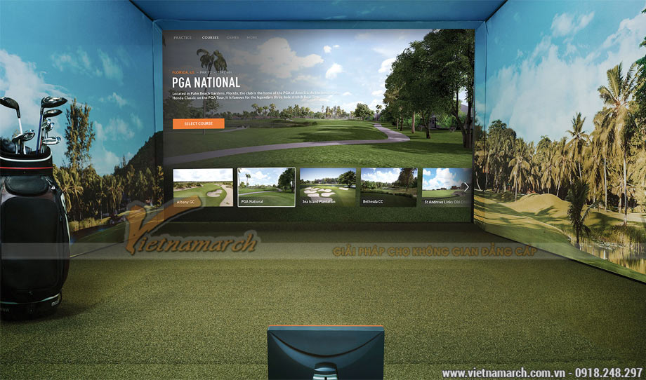 Mẫu thiết kế phòng tập Golf 3D trong nhà đẳng cấp và thời thượng! > Thiết kế phòng tập Golf 3D trong nhà