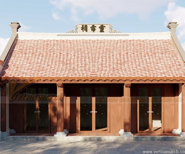 Mẫu nhà từ đường họ Nguyễn với cửa kính hiện đại kết cấu bê tông giả gỗ chi phí siêu rẻ
