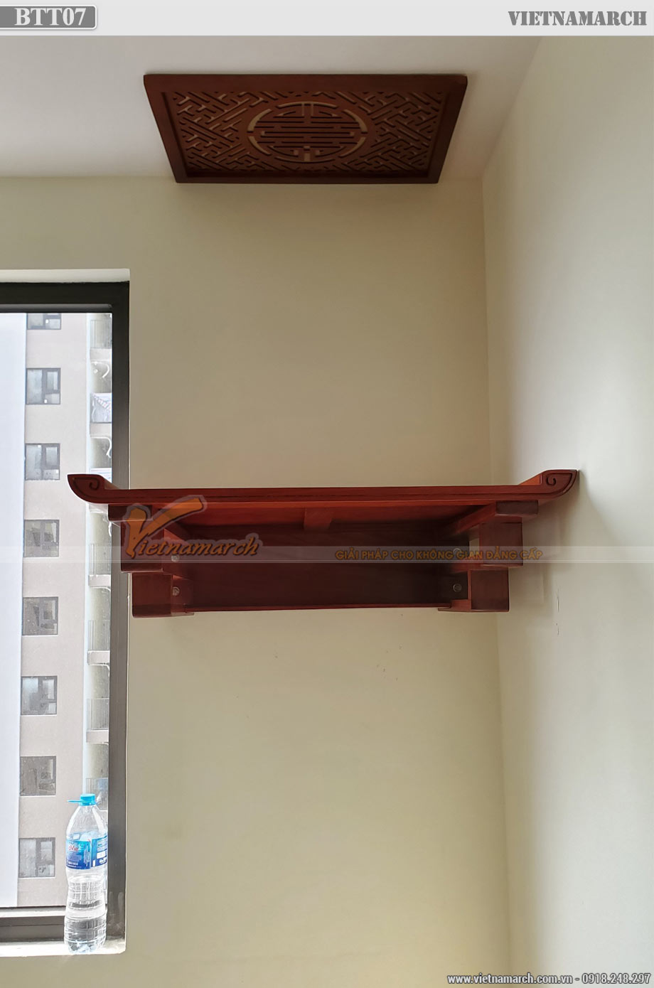 Bàn giao bàn thờ treo gỗ hương 59x97cm cho chung cư IEC Thanh Trì – BTT07 > Mẫu bàn thờ treo gỗ hương 59x97cm