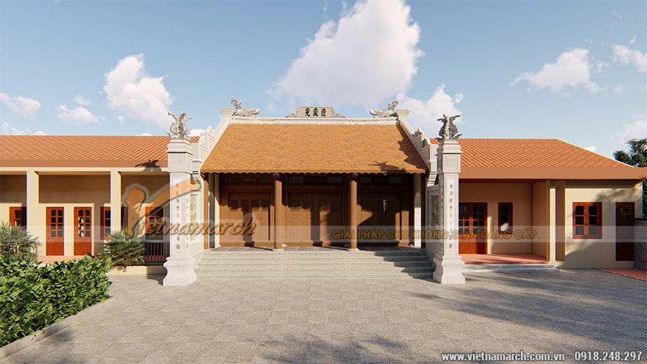 Mẫu thiết kế nhà thờ họ kèm nhà ở rộng mênh mông tại Mỹ Văn Hưng Yên