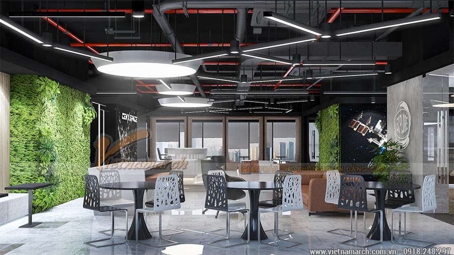 Dự án thiết kế văn phòng 2100m2 tại Định Công – Coworking space Cen X Space > Bản vẽ 3D thiết kế văn phòng 2100m2