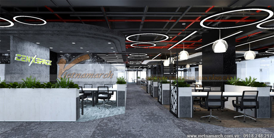 Dự án thiết kế văn phòng 2100m2 tại Định Công – Coworking space Cen X Space > Thiết kế coworking space 2100m2 tại định công