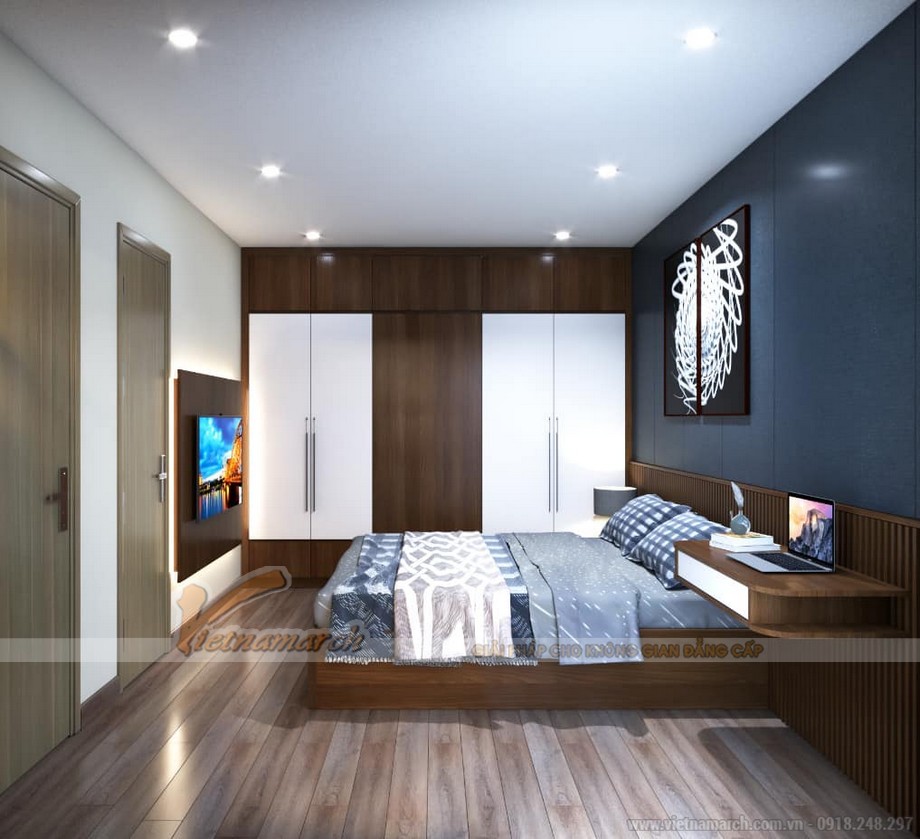 Chiêm ngưỡng mẫu thiết kế nội thất căn hộ 2 ngủ Tháp Thiên niên kỷ Hà Đông > Thiết kế phòng ngủ