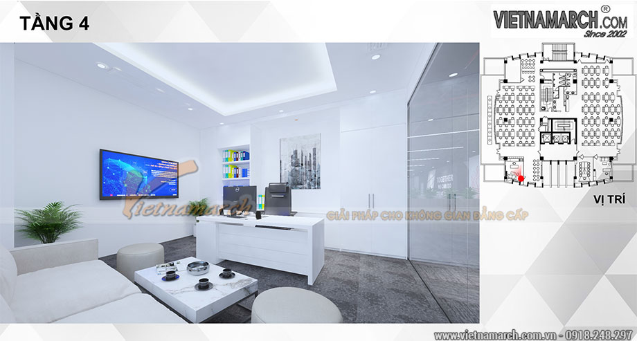 Dự án thiết kế nội thất văn phòng Viettel 700m2 tầng 4 > Thiết kế nội thất văn phòng làm việc 700m2