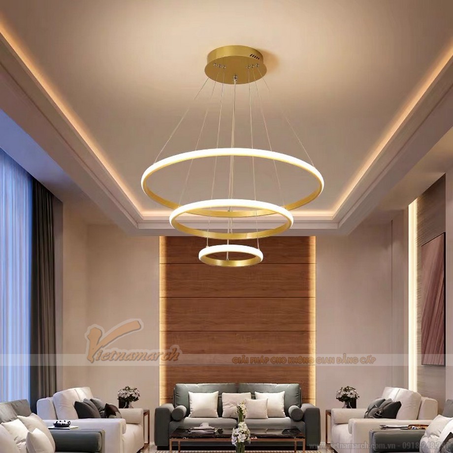 Cách lựa chọn và bố trí đèn la phông cho không gian nhà bạn > Mẫu đèn la phông thả trần phòng khách đẹp cho chung cư