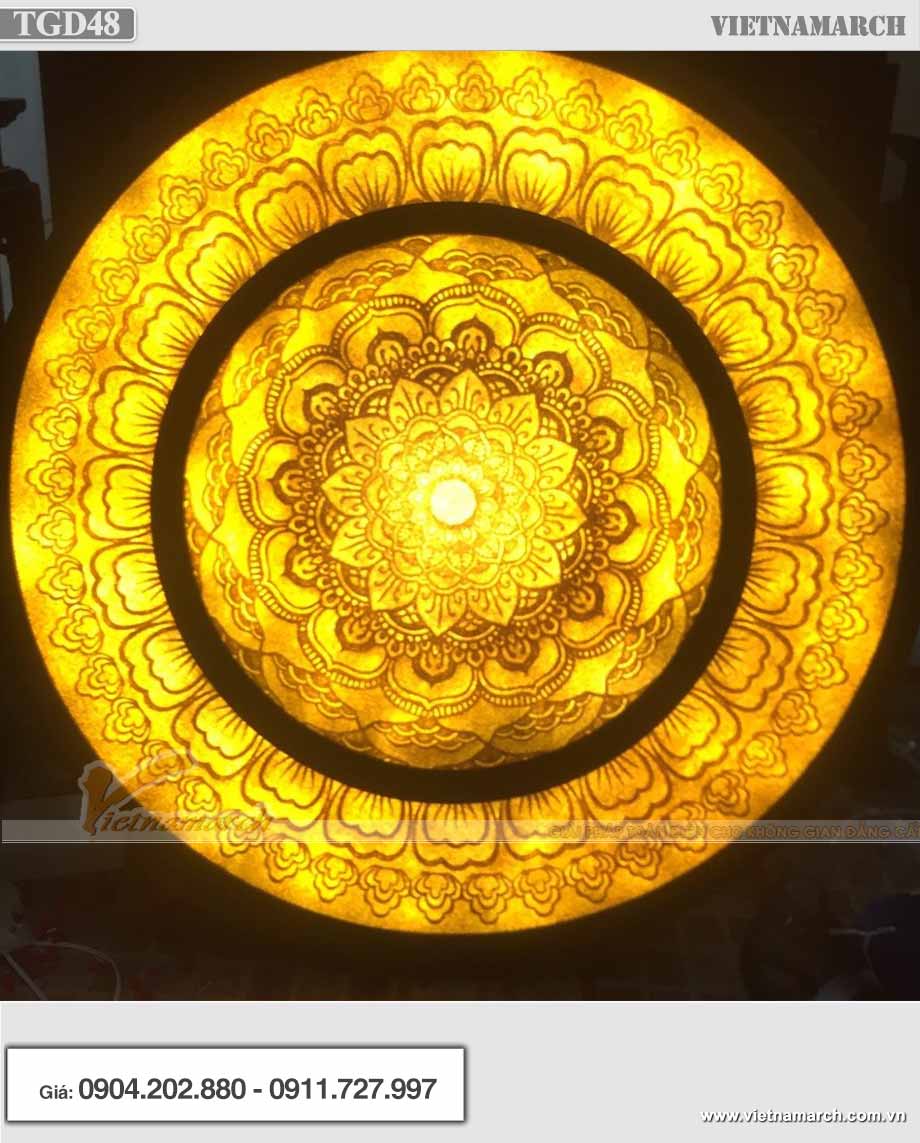 Mẫu đèn trần giấy dừa Mandala cho phòng thờ TGD48 > Mẫu đèn ốp trần giấy dừa Mandala TGD48
