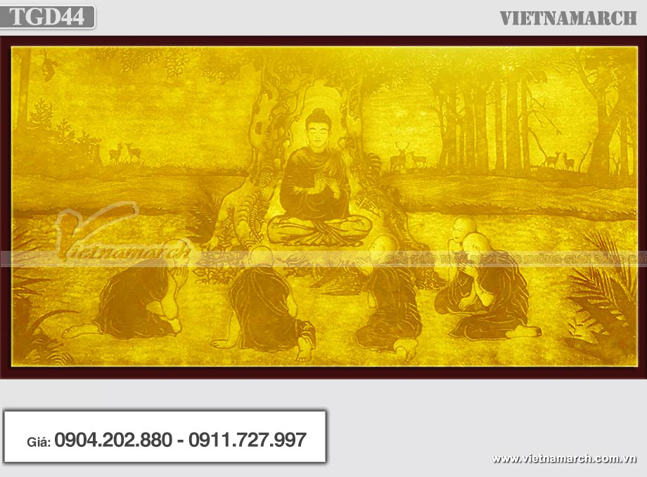 Mẫu tranh giấy dừa Phật ngồi dưới gốc bồ đề