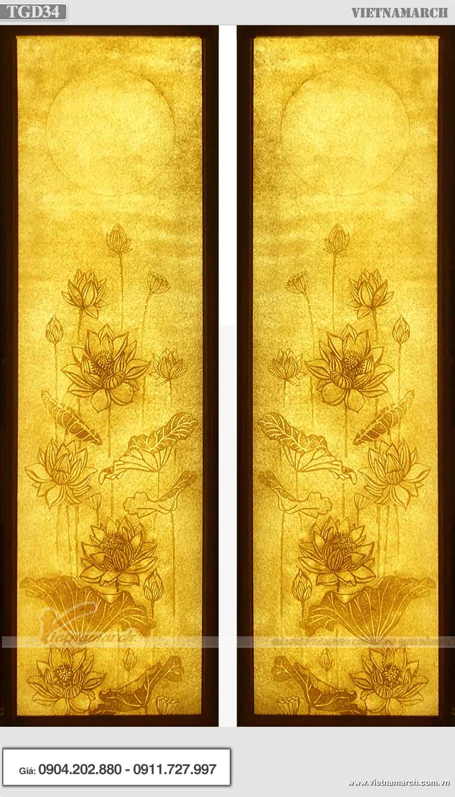 Mẫu tranh giấy dừa hoa sen hình chữ nhật - TGD34