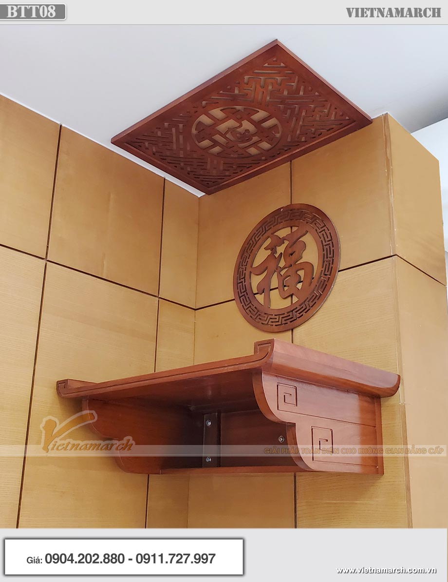 Mẫu bàn thờ gỗ gõ hiện đại lắp đặt tại chung cư Splendora An Khánh – BTT08 > Bàn thờ gỗ gõ hiện đại cho chung cư Splendora