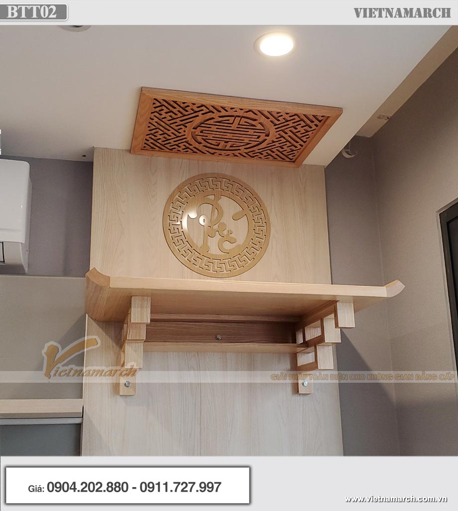 Mẫu bàn thờ treo màu trần gỗ sồi 48x69cm cho chung cư The Matrix One