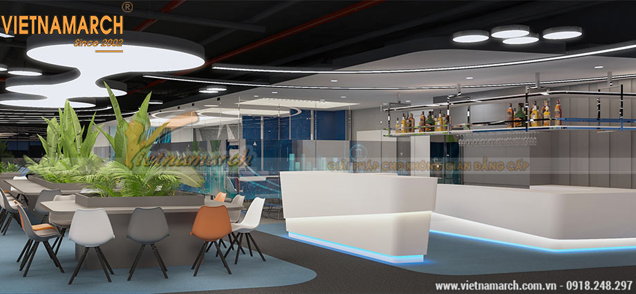 Mẫu thiết kế nội thất văn phòng 900m2 hiện đại, đẳng cấp > Thiết kế nội thất văn phòng 900m2