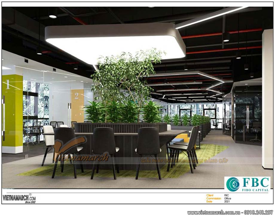 Ý tưởng thiết kế văn phòng mở hiện đại – FIBO Capital > Ý tưởng thiết kế không gian văn phòng FIBO Capital