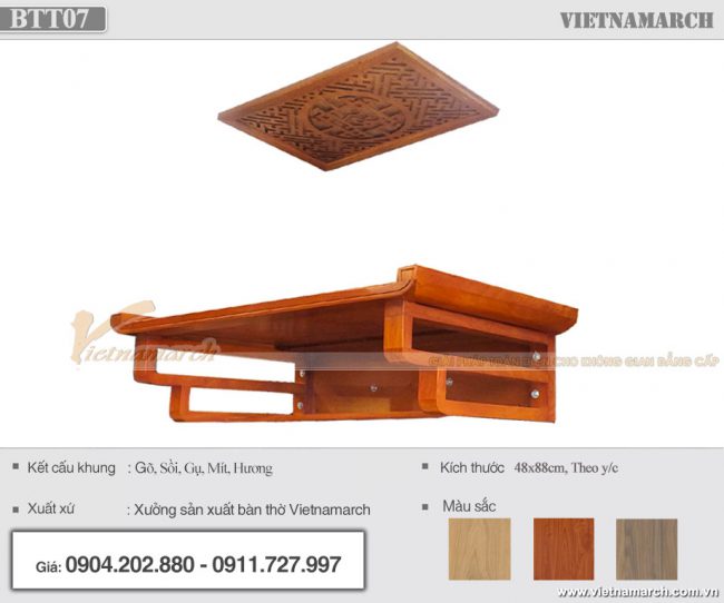 Lắp đặt bàn thờ treo tường gỗ gõ 48×88 tại chung cư Mỹ Đình Pearl – BTT07