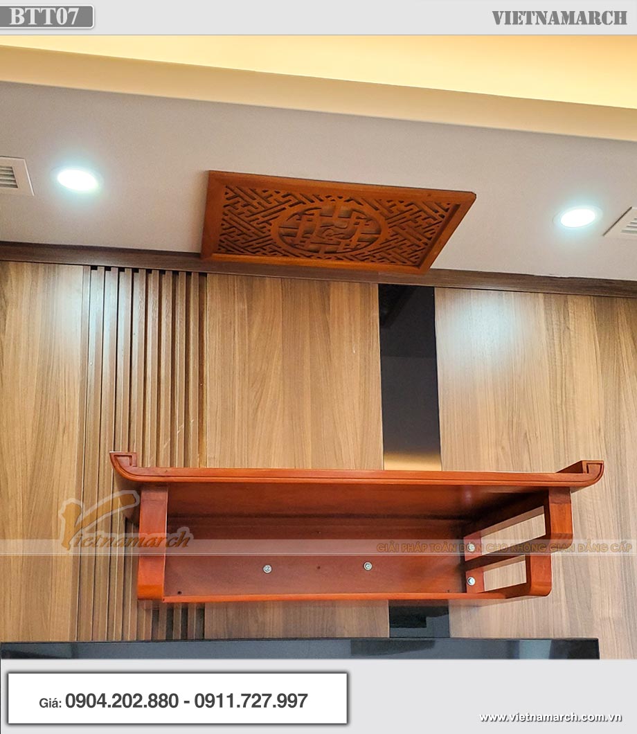 Mẫu bàn thờ treo tường gỗ gõ tại chung cư Mỹ Đình Pearl