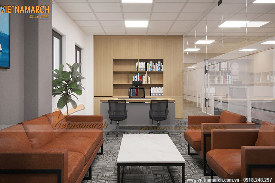 Thiết kế văn phòng 130m2 theo phong cách mở hiện đại tại quận Hai Bà Trưng > Phòng giám đốc sang trọng