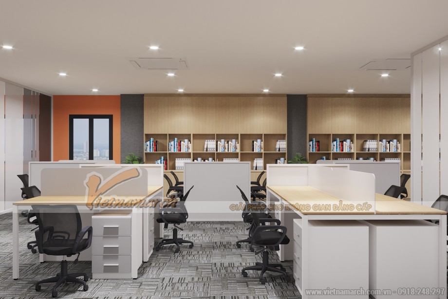 Thiết kế văn phòng 130m2 theo phong cách mở hiện đại tại quận Hai Bà Trưng > Thiết kế văn phòng làm việc cho công ty vận tải