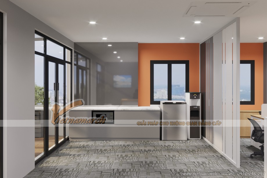 Thiết kế văn phòng 130m2 theo phong cách mở hiện đại tại quận Hai Bà Trưng > Thiết kế văn phòng làm việc cho công ty vận tải