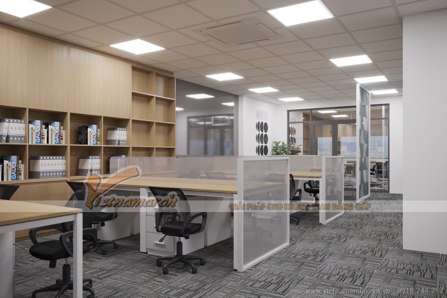 Phương án thiết kế nội thất văn phòng 310m2 công ty vận tải ở Hòa Mã > Nội thất không gian làm việc