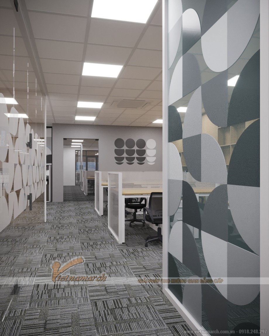 Phương án thiết kế nội thất văn phòng 310m2 công ty vận tải ở Hòa Mã > Lối đi trong văn phòng