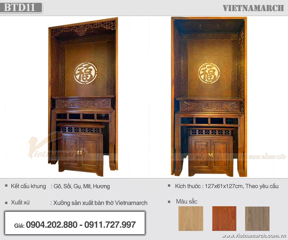 Bàn thờ đứng gỗ gụ BTD11 lắp đặt tại chung cư Eco Green Sài Gòn > Bàn thờ gỗ gụ có tốt không , bền không?