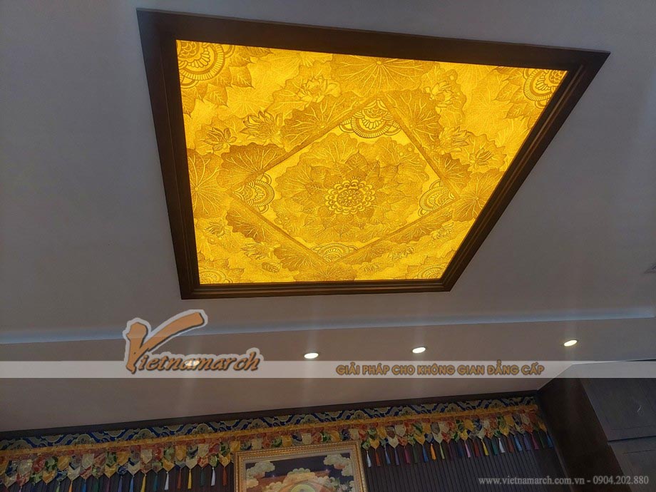 Thông tin chi tiết mẫu đèn tranh trúc chỉ họa tiết Mandala sen lắp đặt cho khách hàng tại Gia Lâm