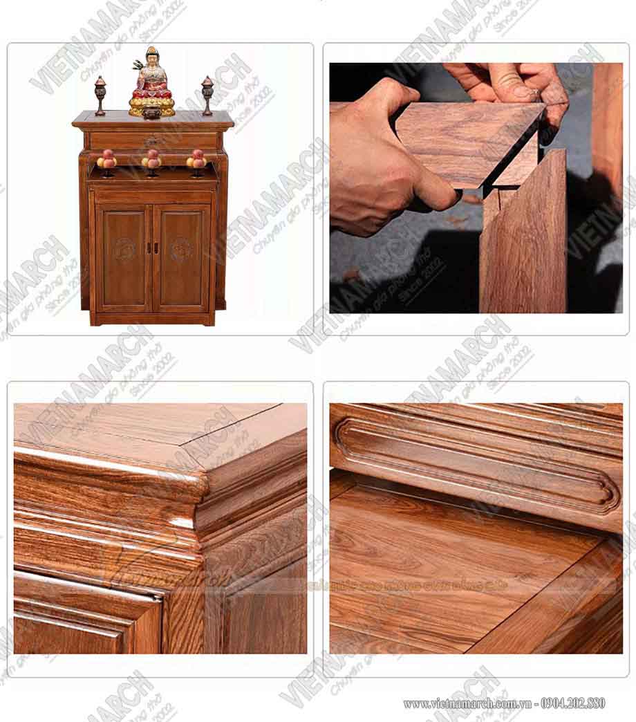 Mẫu bàn thờ đứng bộ mẹ con gỗ hương màu cánh gián cho nhà chung cư Trinity Tower Nhân Chính > Chất liệu bàn thờ BTD49
