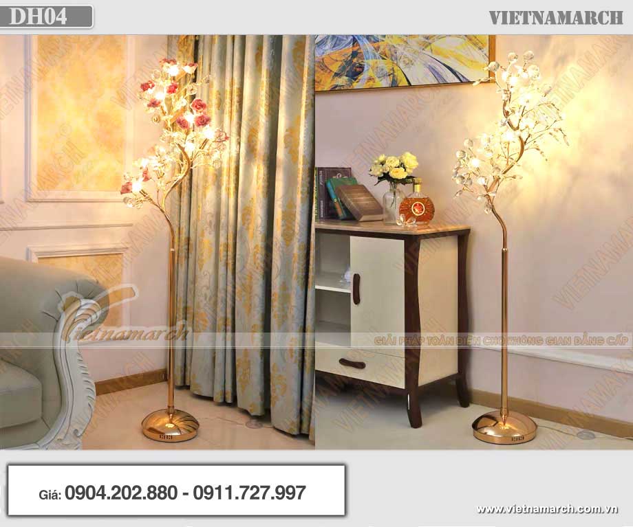 Đèn cây đứng hình hoa ấn tượng trang trí phòng khách tại Nguyễn Xiển Hà Nội > Đèn cây đứng MH05  phù hợp trong những không gian nào trong gia đình
