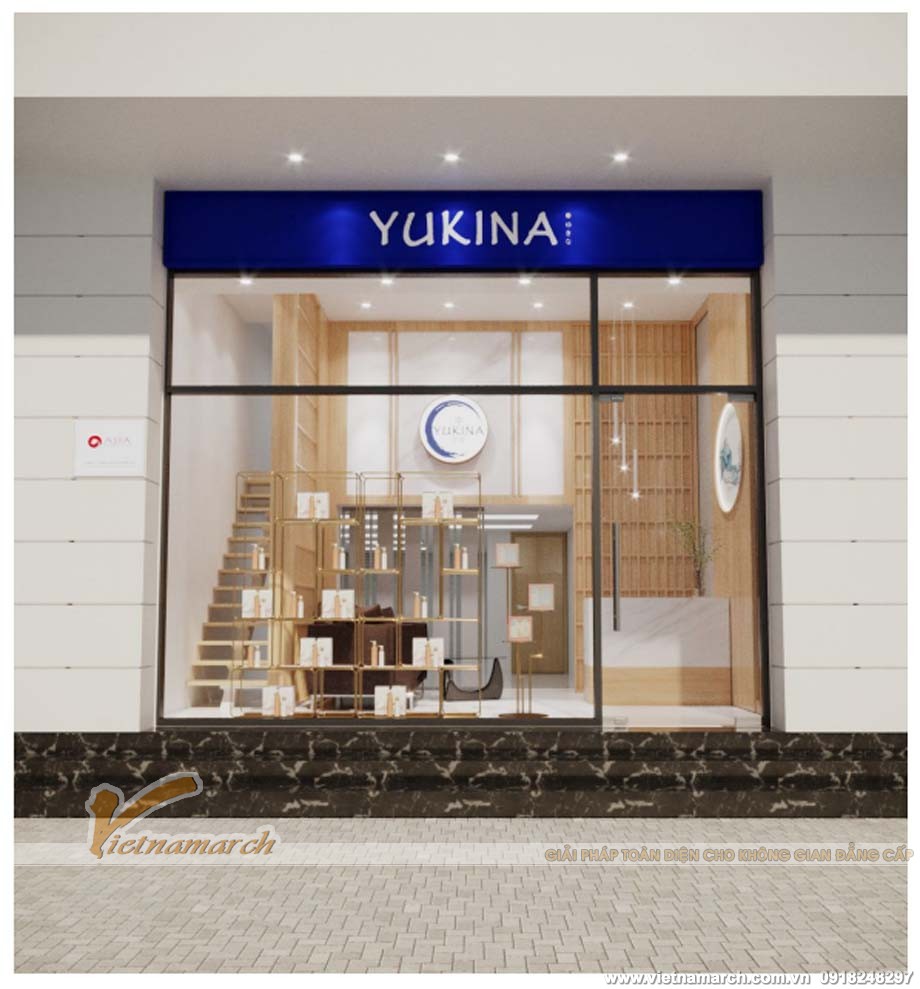Thiết kế văn phòng 15m2 theo phong cách Nhật Bản > Thiết kế bản vẽ 3D cho văn phòng trưng bày mỹ phẩm thương hiệu Yukina
