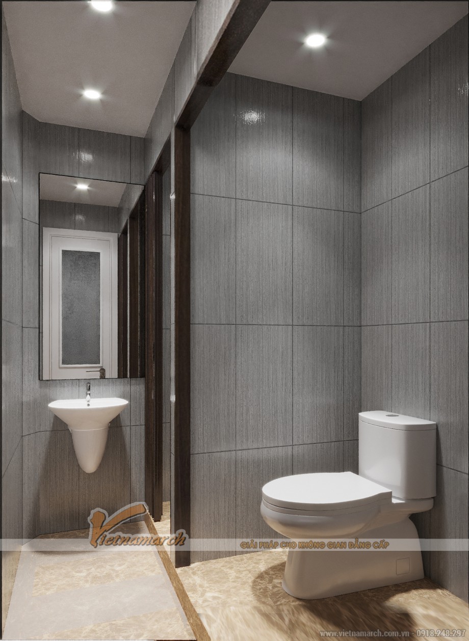 Thiết kế nội thất phòng vệ sinh văn phòng showroom Honda 20m2 phong cách hiện đại ở K1 Thành Công - Hà Nội