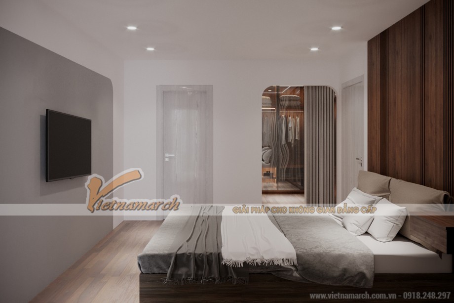 PA2 Phương án thiết kế nội thất chung cư hiện đại 91m2 ở số 28 Trần Bình > Thiết kế nội thất phòng ngủ master chung cư Dolphin Plaza 91m2