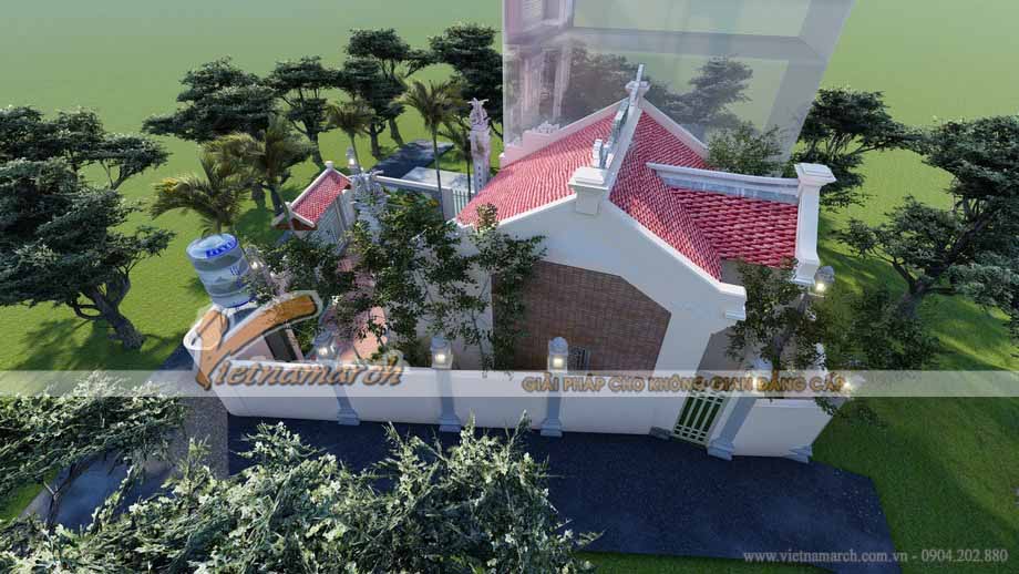 Thiết kế nhà thờ tổ họ Khổng diện tích 65m2 tại Phù Đổng Gia Lâm Hà Nội > Thiết kế hàng rào từ đường dòng họ Khổng
