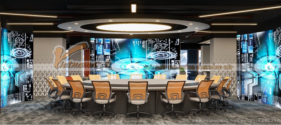 Phối cảnh 3D không gian phòng họp dự án thiết kế nội thất văn phòng Cenxspace-BMG 2548m2 ở Long Biên 