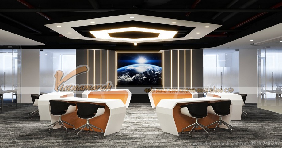 Hình ảnh chi tiết thiết kế phòng họp lớn trong không gian làm việc chung cowroking space.