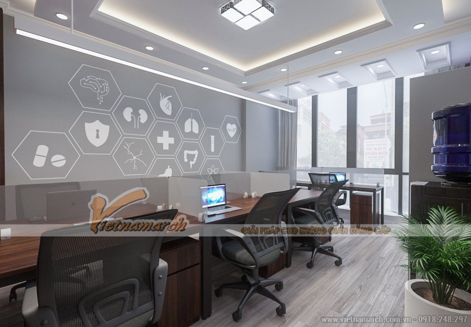 Thiết kế nội thất văn phòng 3 tầng cho công ty hỗ trợ nghiên cứu khoa học tại Đống Đa > Mẫu thiết kế nội thất văn phòng công ty Smart Research 60m2 ở Thái Hà - Hà Nội
