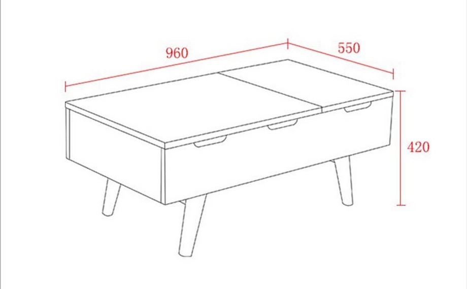 Kích thước bàn trà hình chữ nhật