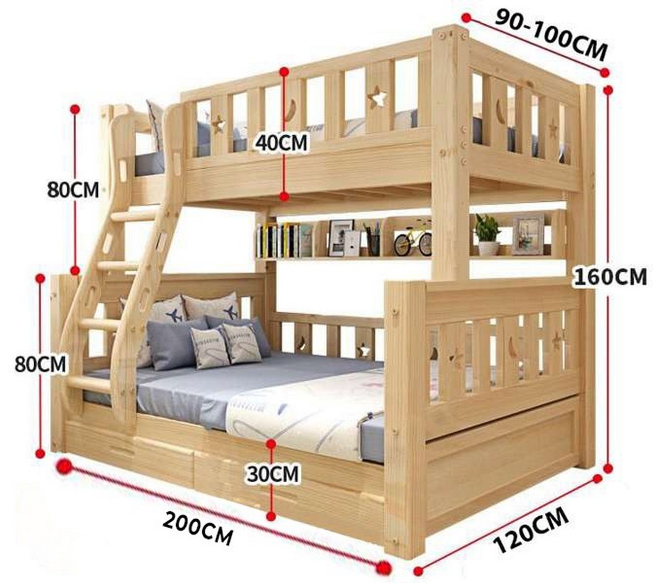 Kích thước giường ngủ trẻ em theo từng kiểu dáng > Kích thước giường tầng trẻ em