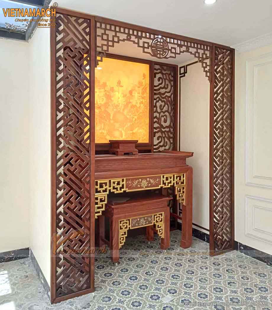 Bàn giao bộ bàn thờ gỗ dát vàng lắp đặt cho biệt thự tân cổ điển tại Hà Trung-Thanh Hóa