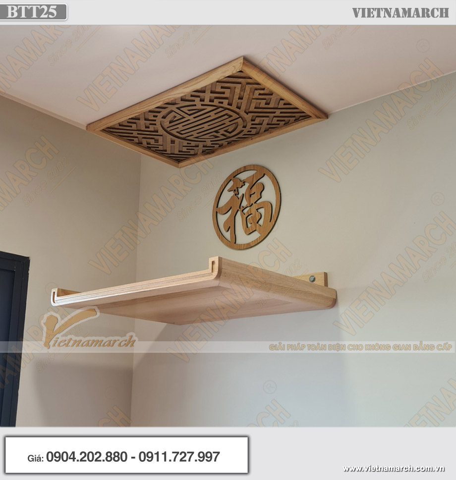 mẫu bàn thờ treo gỗ sồi 48x81cm cho chung cư Housinco Premium