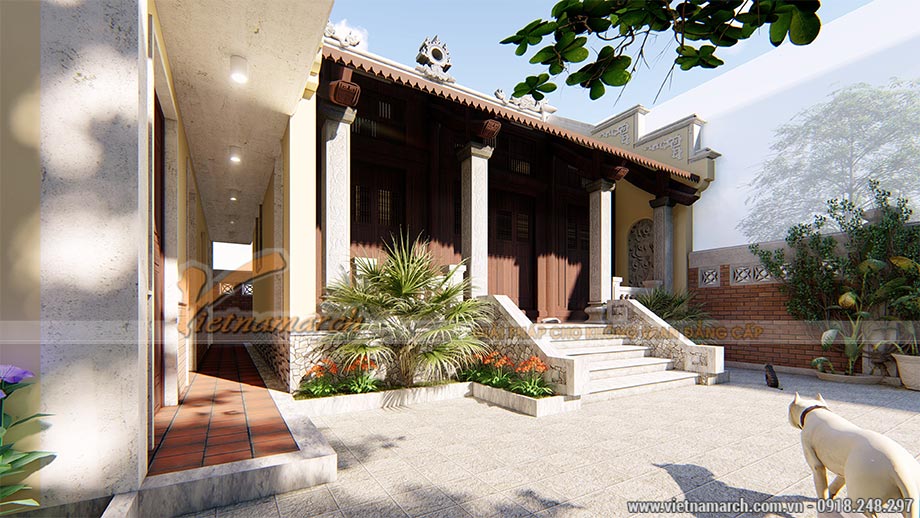 Bản vẽ nhà thờ họ 3 gian kết hợp nhà ở kèm nhà ngang tại Tuyên Quang