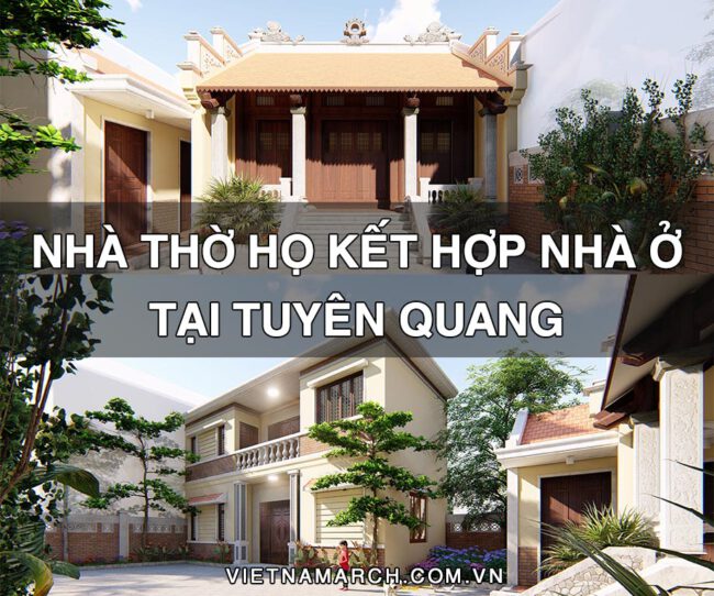 Bản vẽ nhà thờ họ 3 gian kết hợp nhà ở kèm nhà ngang tại Tuyên Quang