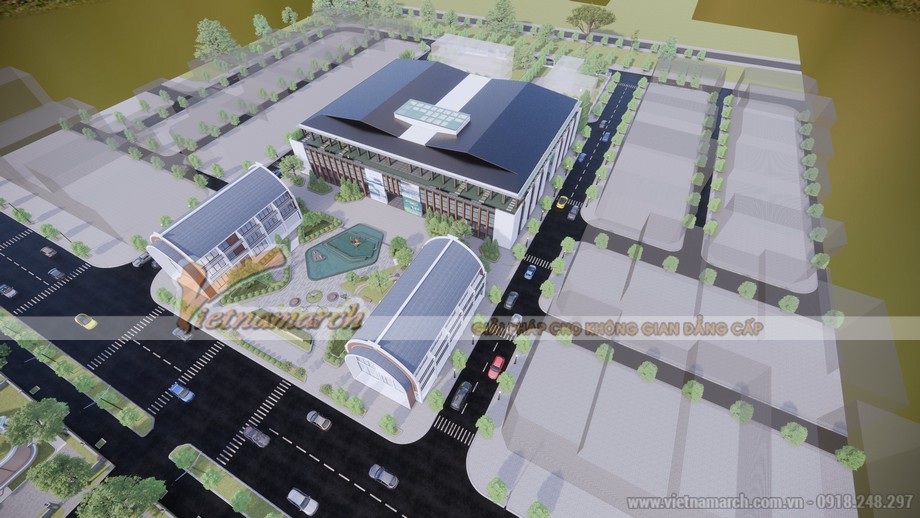 Bản vẽ 3D chi tiết mặt tiền tòa nhà văn phòng diện tích hơn 3000m2 tại Nghi Xuân-PA4 > Bản vẽ 3D chi tiết mặt tiền tòa nhà văn phòng diện tích hơn 3000m2 Cen Land tại Nghi Xuân-PA4