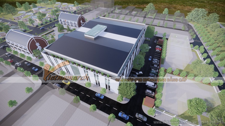 Bản vẽ 3D chi tiết mặt tiền tòa nhà văn phòng diện tích hơn 3000m2 tại Nghi Xuân-PA4 > Bản vẽ 3D chi tiết mặt tiền tòa nhà văn phòng diện tích hơn 3000m2 Cen Land tại Nghi Xuân-PA4