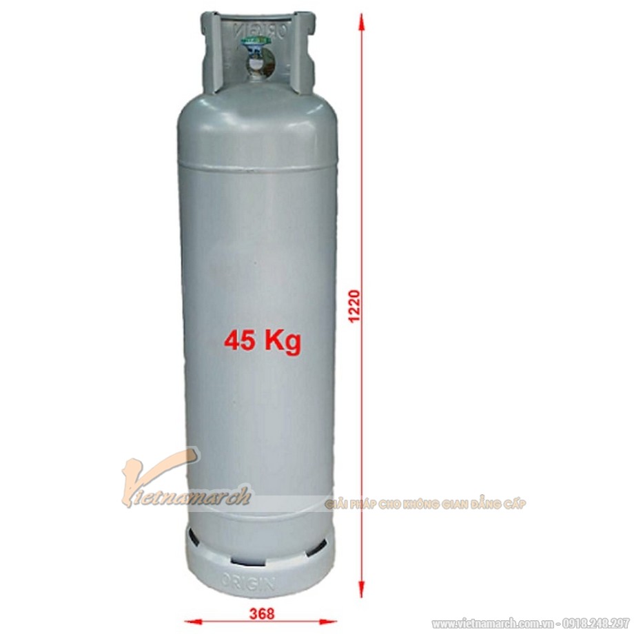 Tiêu chuẩn kích thước bình gas các loại > Kích thước bình gas 45kg