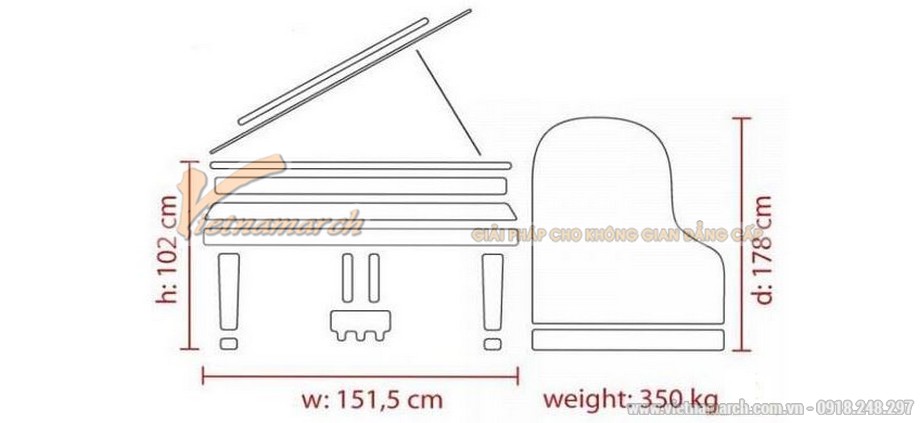 Kích thước chuẩn của đàn Piano cơ Yamaha Kawai của Nhật Bản